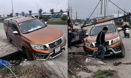 Ảnh TNGT: Nissan Navara 98LD 00775 bất cẩn